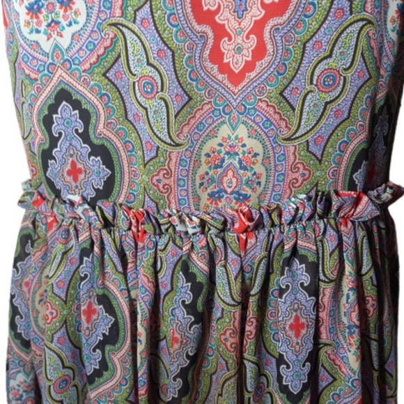 Size 8 Multi Floral Chiffon High Waist Above Knee Dress - Picture 3 of 10